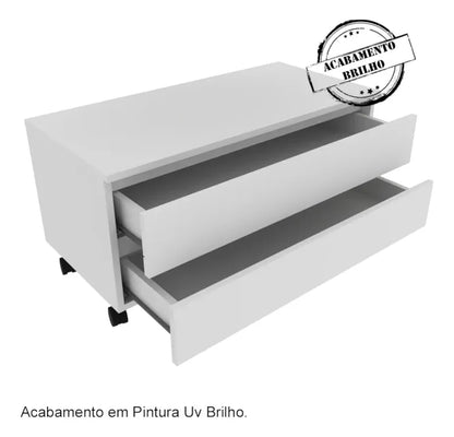 Balcão Gabinete Banheiro 2 Gavetas e Rodízio BN3603 Tecnomobili Branco