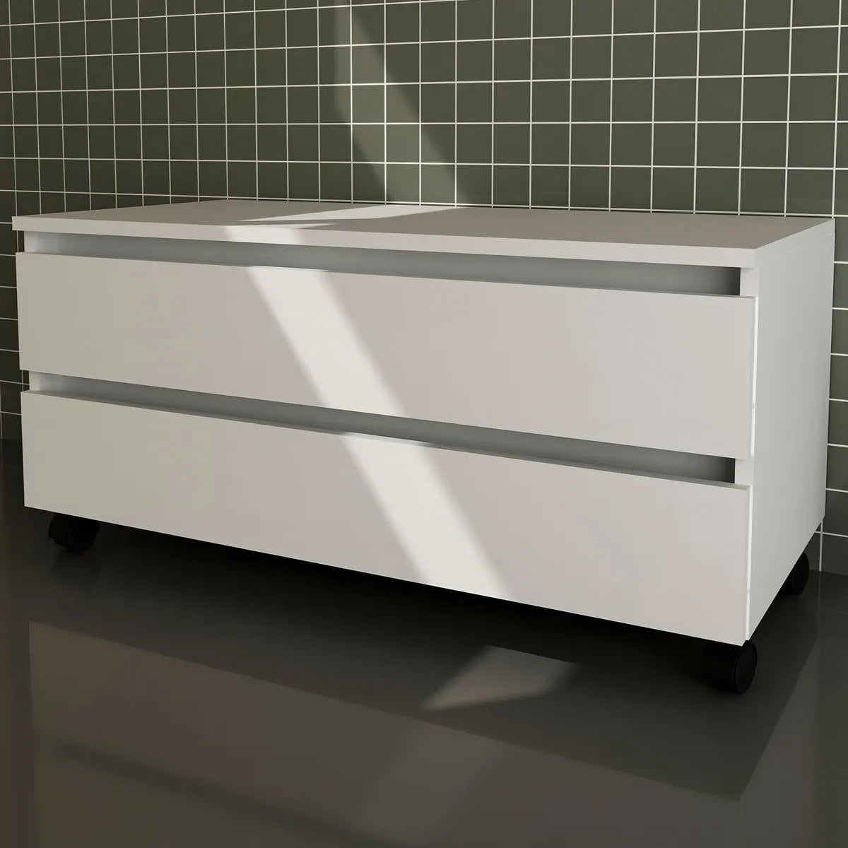 Balcão Gabinete Banheiro 2 Gavetas e Rodízio BN3603 Tecnomobili Branco