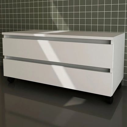 Balcão Gabinete Banheiro 2 Gavetas e Rodízio BN3603 Tecnomobili Branco