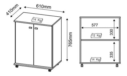 Armário De Cozinha Baixo 2 Portas 1 Prateleira Bl3300 Branco