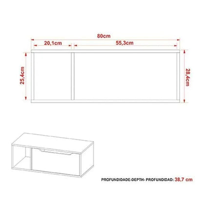 Gabinete Banheiro 80cm 1 Porta Tecno Mobili Bn3644 Branco