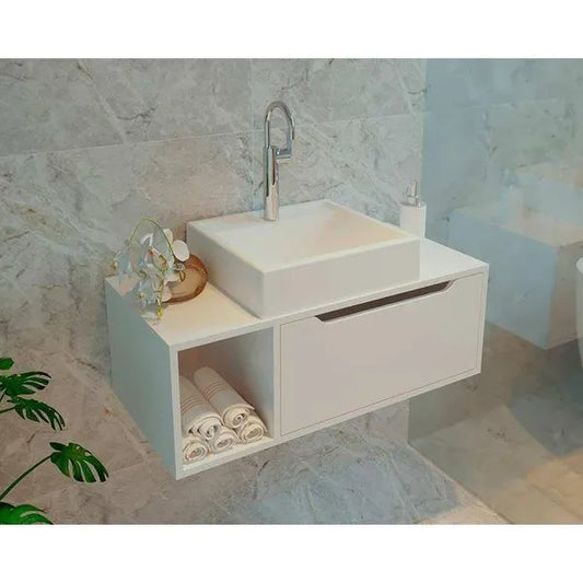 Gabinete Banheiro 80cm 1 Porta Tecno Mobili Bn3644 Branco