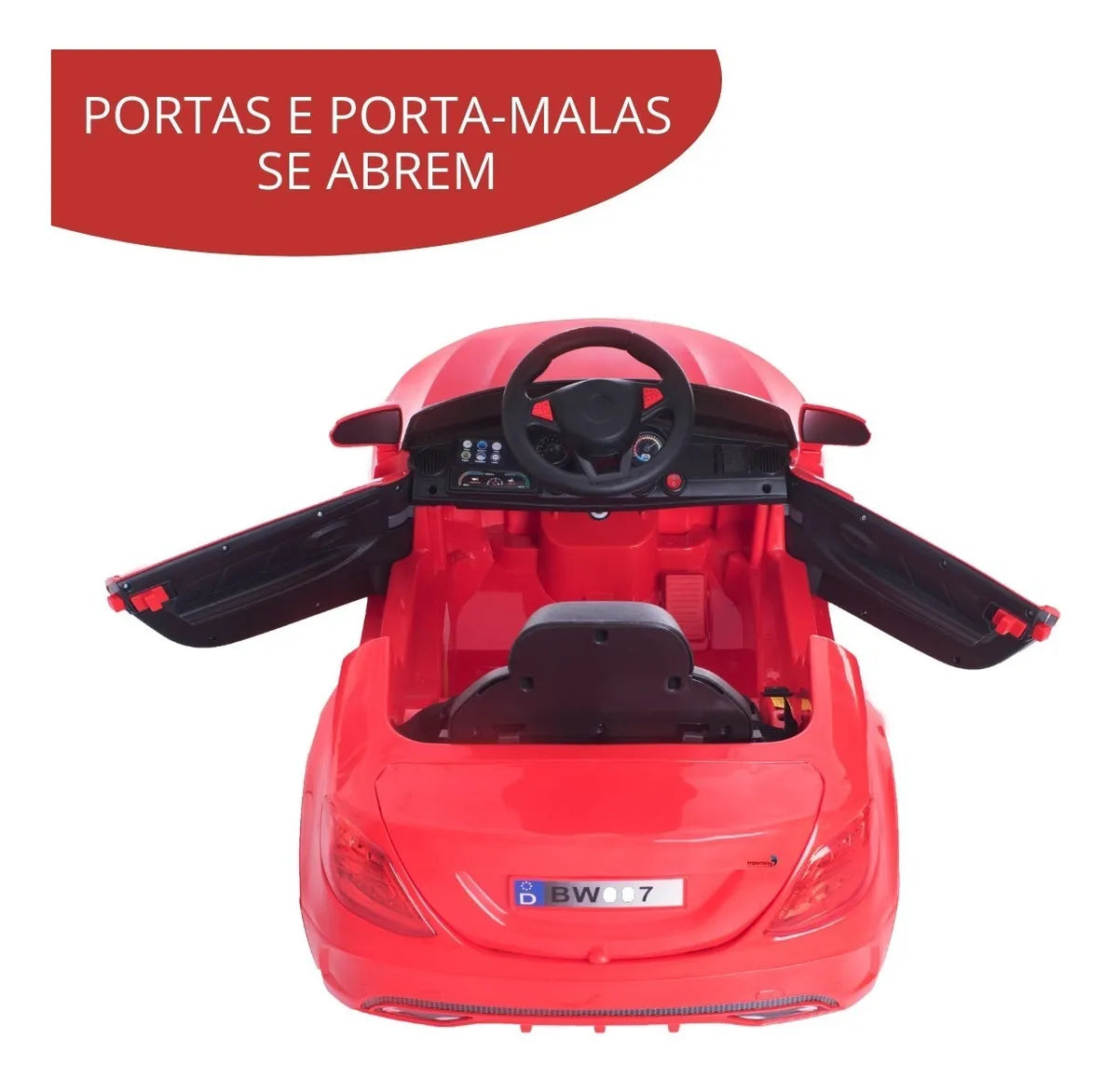 MINI CARRO ELÉTRICO INFANTIL COM CONTROLE REMOTO IMPORTWAY 6V BW007VM - VERMELHO