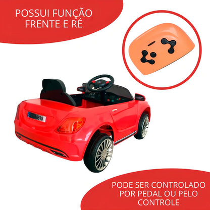 MINI CARRO ELÉTRICO INFANTIL COM CONTROLE REMOTO IMPORTWAY 6V BW007VM - VERMELHO