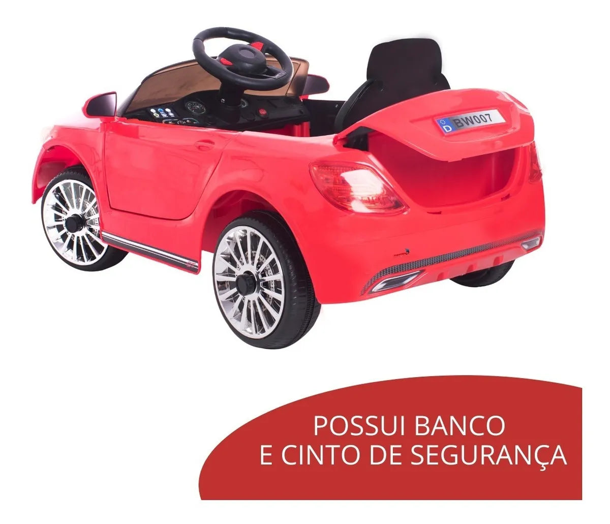 MINI CARRO ELÉTRICO INFANTIL COM CONTROLE REMOTO IMPORTWAY 6V BW007VM - VERMELHO