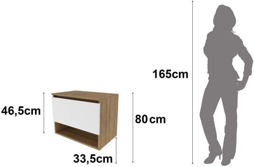 Balcão Gabinete Suspenso para Banheiro Com Prateleira BN3606 Tecnomobili Amêndoa/Branco