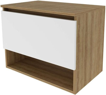 Balcão Gabinete Suspenso para Banheiro Com Prateleira BN3606 Tecnomobili Amêndoa/Branco