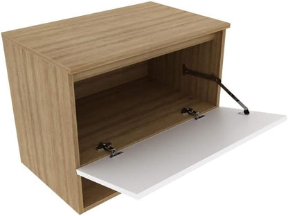 Balcão Gabinete Suspenso para Banheiro Com Prateleira BN3606 Tecnomobili Amêndoa/Branco