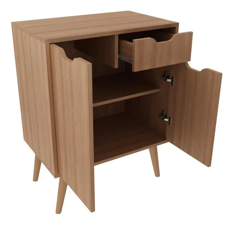 Gabinete Para Banheiro 2 Portas 1 Gaveta Bn3637 Amêndoa Tecno Mobili