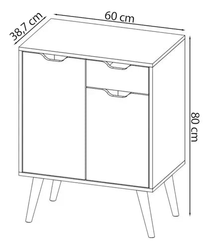 Gabinete Para Banheiro 2 Portas 1 Gaveta Bn3637 Amêndoa Tecno Mobili