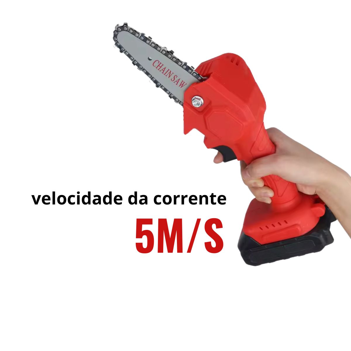 Mini Motosserra a Bateria 600W Vermelho ImportWay