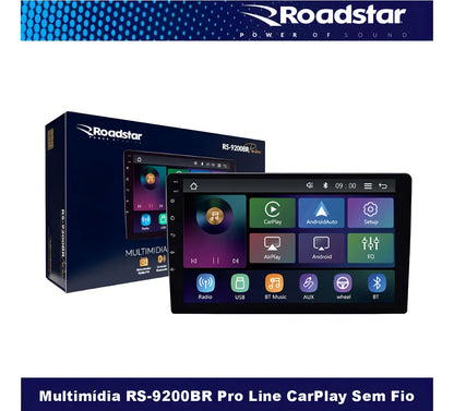 Multimídia Mp5 9 Roadstar RS-9200BR Pro Line Carplay Sem Fio Preto