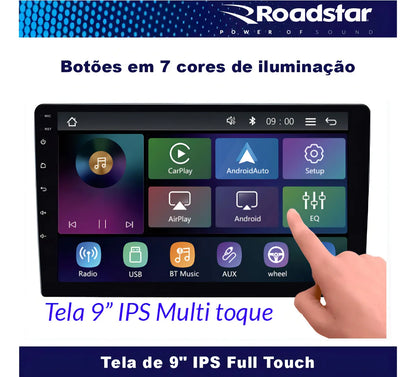 Multimídia Mp5 9 Roadstar RS-9200BR Pro Line Carplay Sem Fio Preto