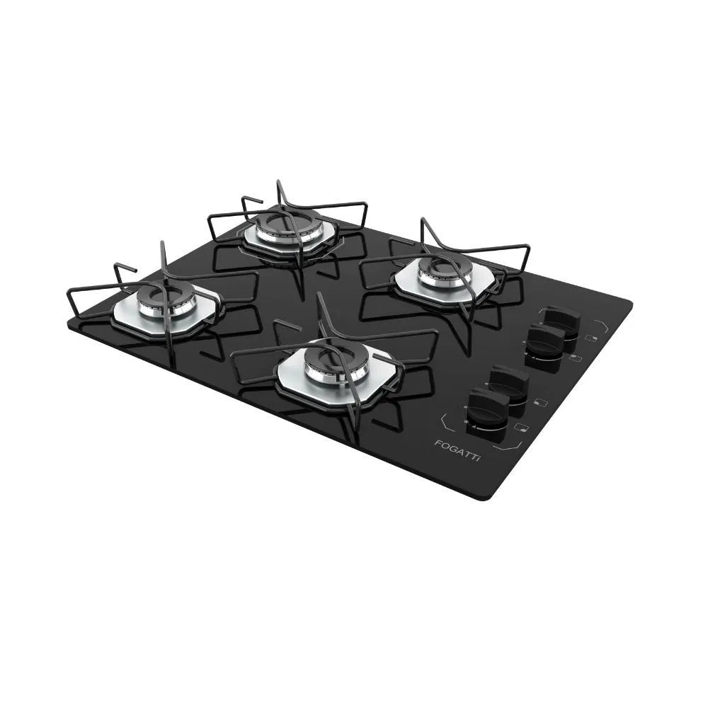 Fogão Cooktop Fogatti Ori 4 Bocas Vidro Preto Bivolt