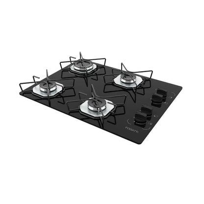 Fogão Cooktop Fogatti Ori 4 Bocas Vidro Preto Bivolt
