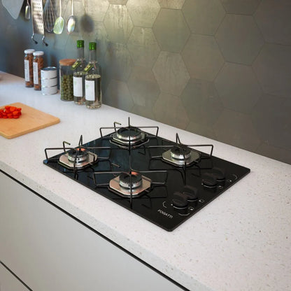 Fogão Cooktop Fogatti Ori 4 Bocas Vidro Preto Bivolt