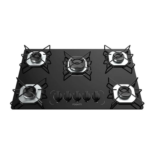 Fogão Cooktop Fogatti Ori 5 Bocas Vidro Preto Bivolt
