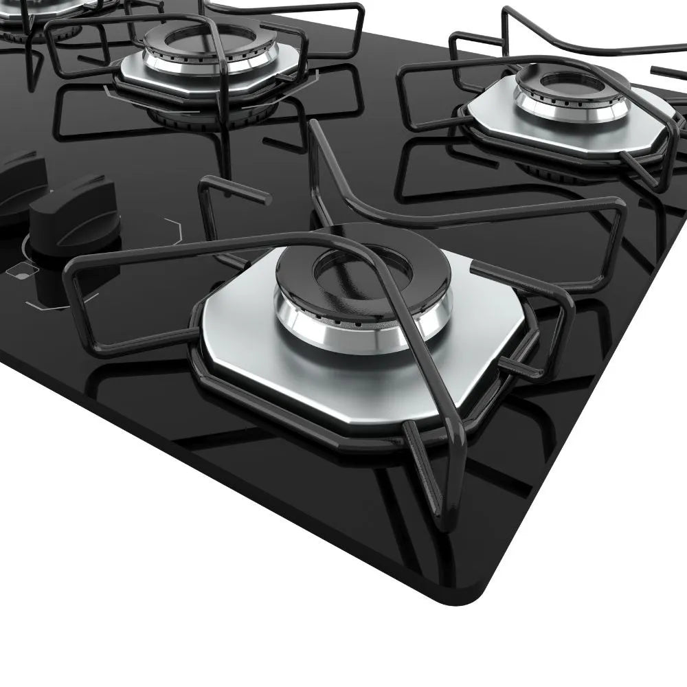 Fogão Cooktop Fogatti Ori 5 Bocas Vidro Preto Bivolt