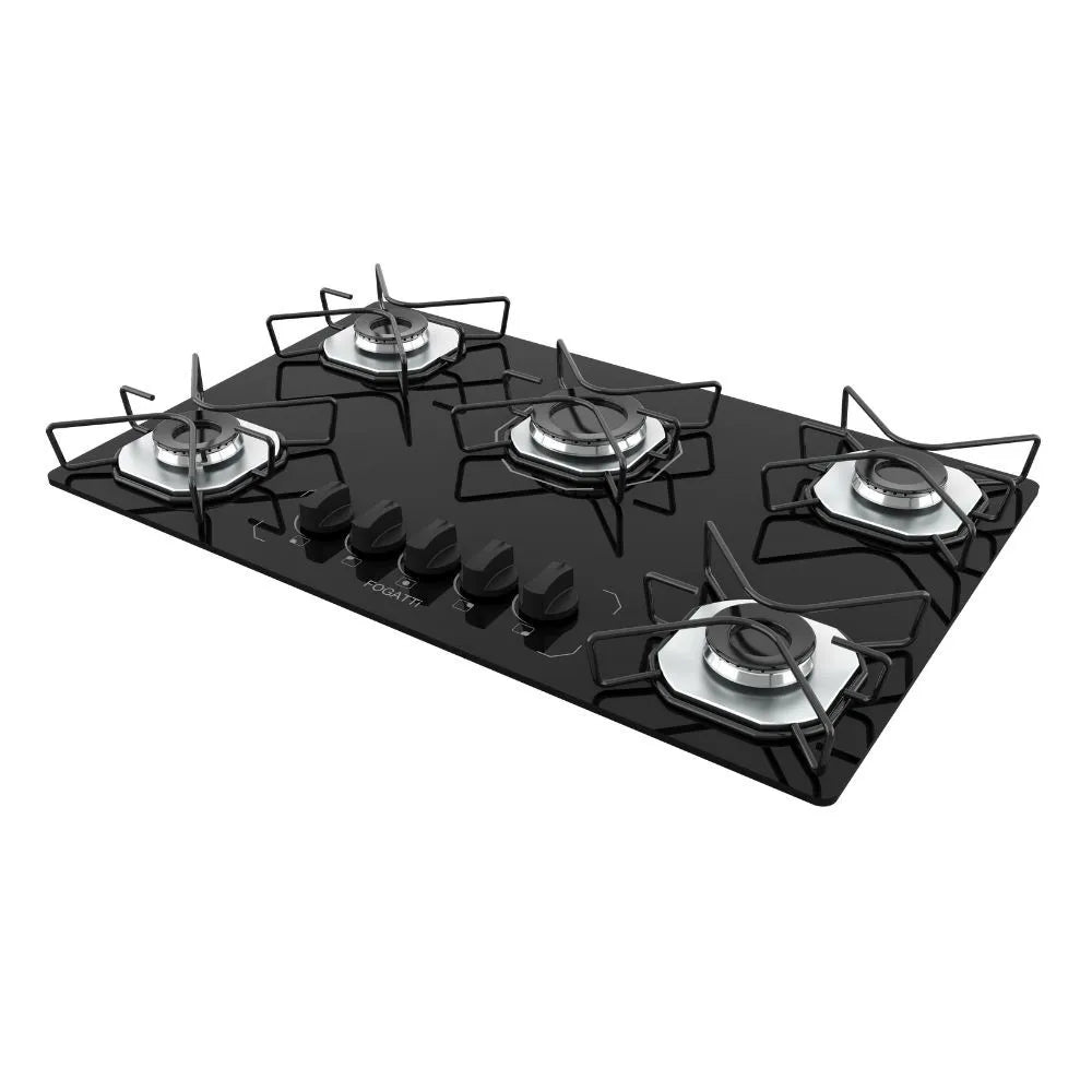 Fogão Cooktop Fogatti Ori 5 Bocas Vidro Preto Bivolt