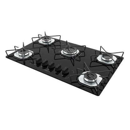 Fogão Cooktop Fogatti Ori 5 Bocas Vidro Preto Bivolt