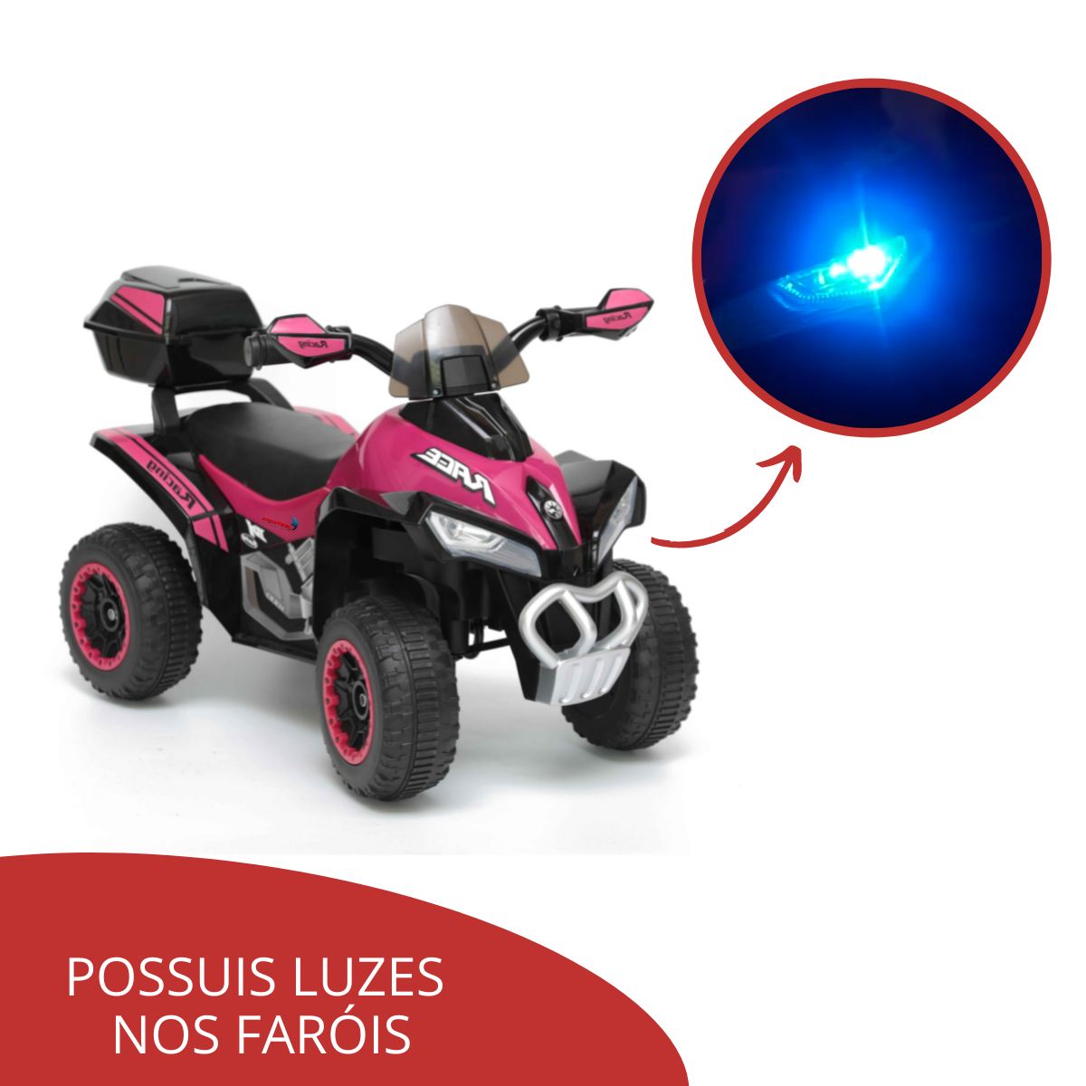 Quadriciclo Elétrico Infantil Rosa Importway