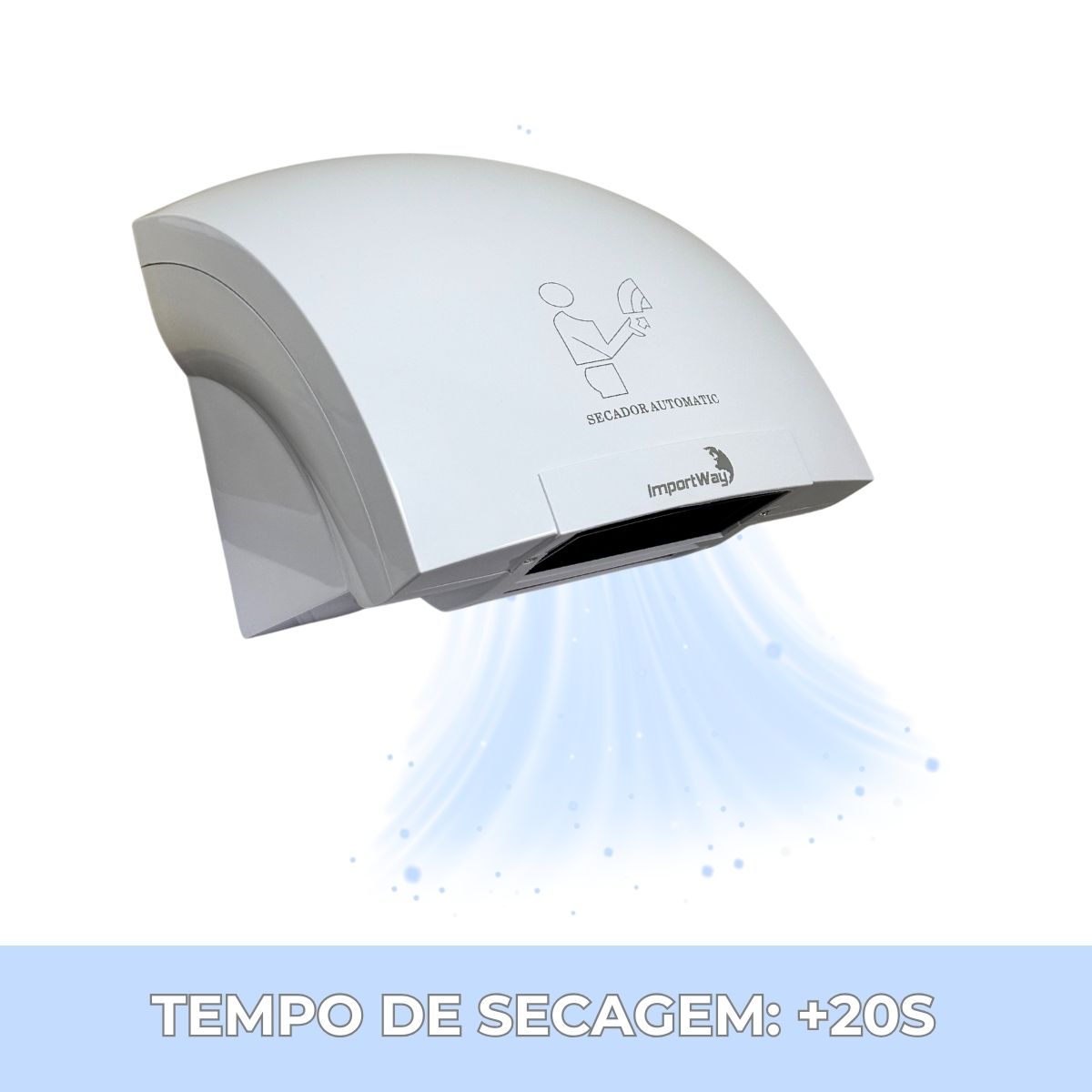 Secador de Mãos Automático Sensor Importway 12m/s 1500W 127V