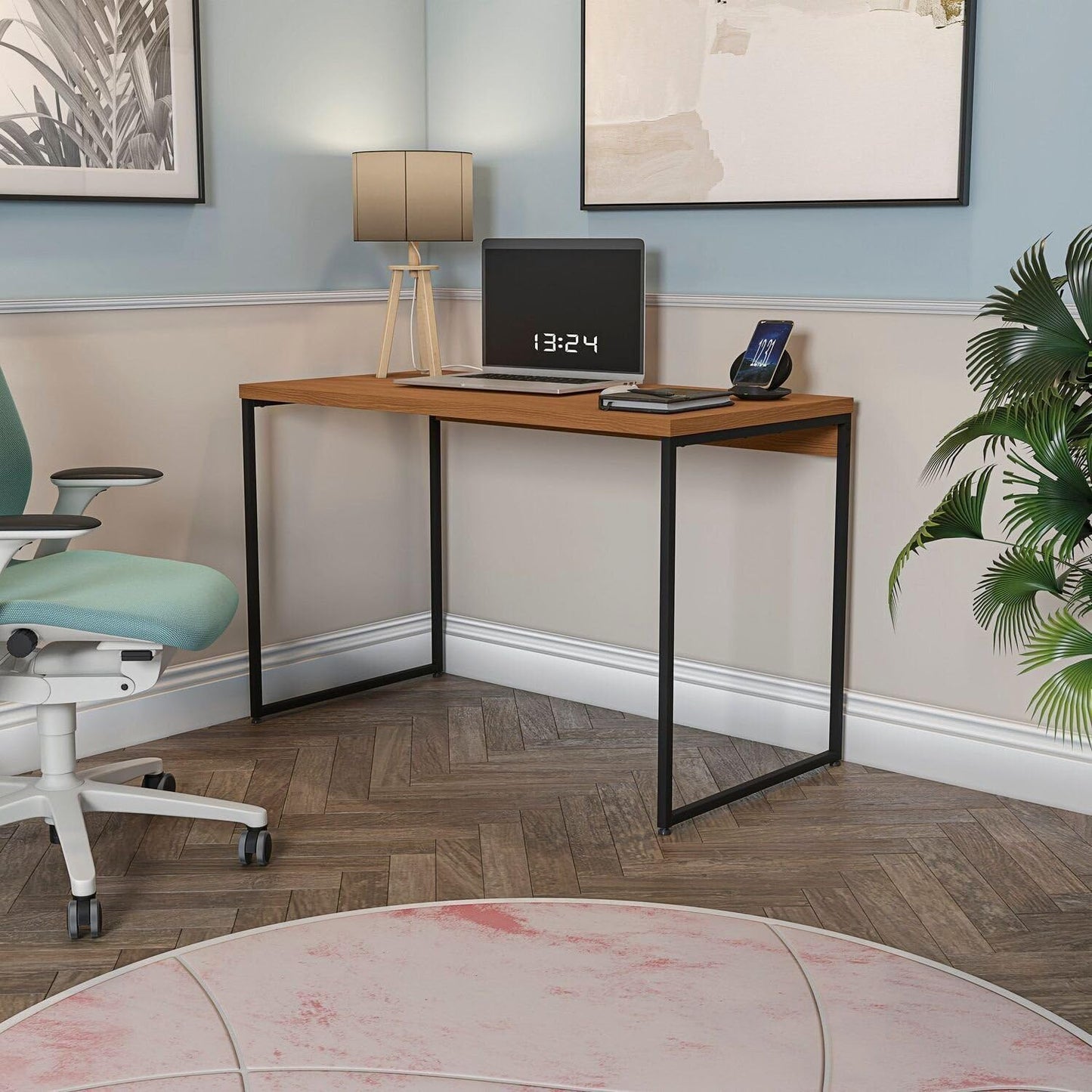 Mesa De Escritório Escrivaninha Kappesberg Industrial Canela/Preto Fosco 118cm