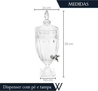 Suqueira de Cristal Ecológico com Pé e Tampa Brandon 4,5L