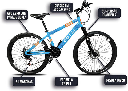 BICICLETA COLLI MONACO A.26 F.DISCO 21V- AZUL CHMPANHE
