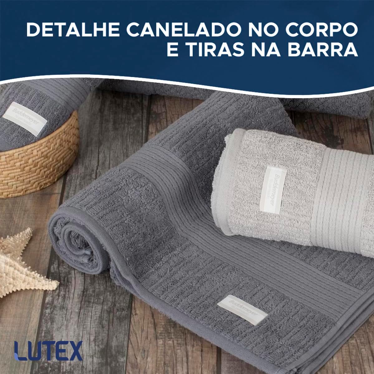 Kit Jogo de Toalhas Gigante Buddemeyer 4 Peças Banho e Rosto Cinza