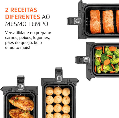 Fritadeira Air Fryer Dual Duplo Cesto 8L Mondial