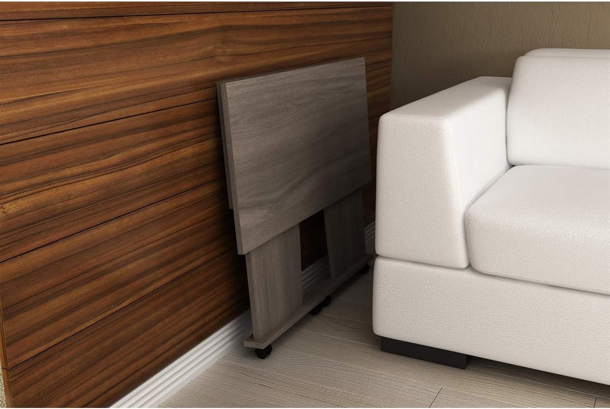 Mesa Escritório Dobrável com Rodizio Home Office Tecnomobili Amendoa