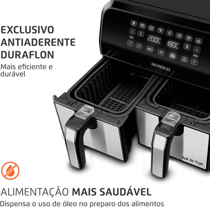 Fritadeira Air Fryer Dual Duplo Cesto 8L Mondial