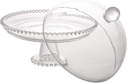 Boleira Prato de Cristal com Pé e Tampa Pearl 20cm x 18cm - Wolff