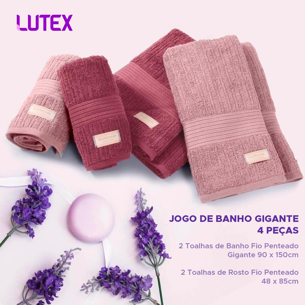Kit Jogo de Toalhas Gigante Buddemeyer 4 Peças Banho e Rosto Cinza