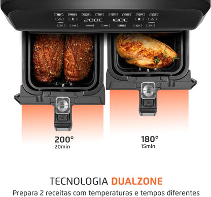 Fritadeira Air Fryer Dual Duplo Cesto 8L Mondial