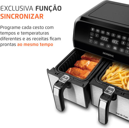 Fritadeira Air Fryer Dual Duplo Cesto 8L Mondial