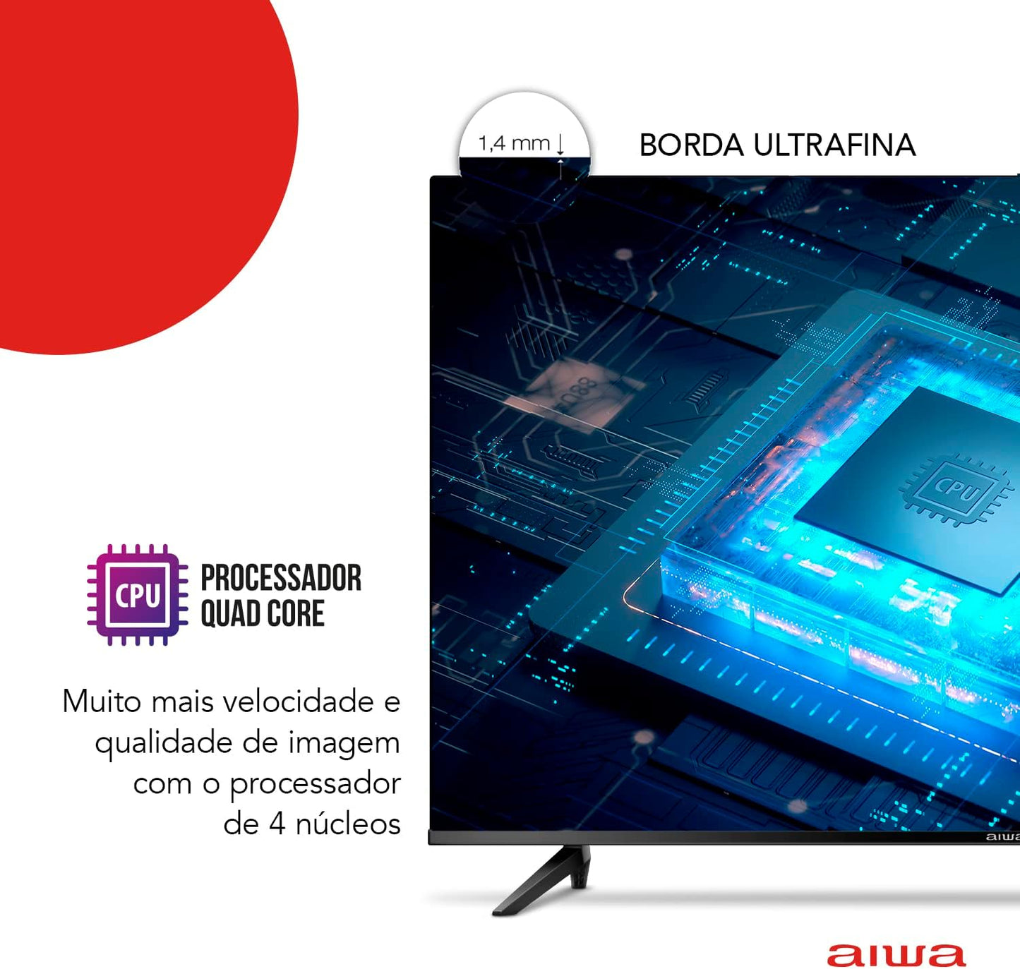 Smart TV AIWA 43” Android Full HD Borda Ultrafina HDR10 Dolby Áudio