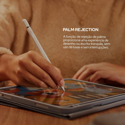 Caneta Pencil PRO WB Para iPad Branca com Palm Rejection e Sensor de ângulo com Estojo Cinza