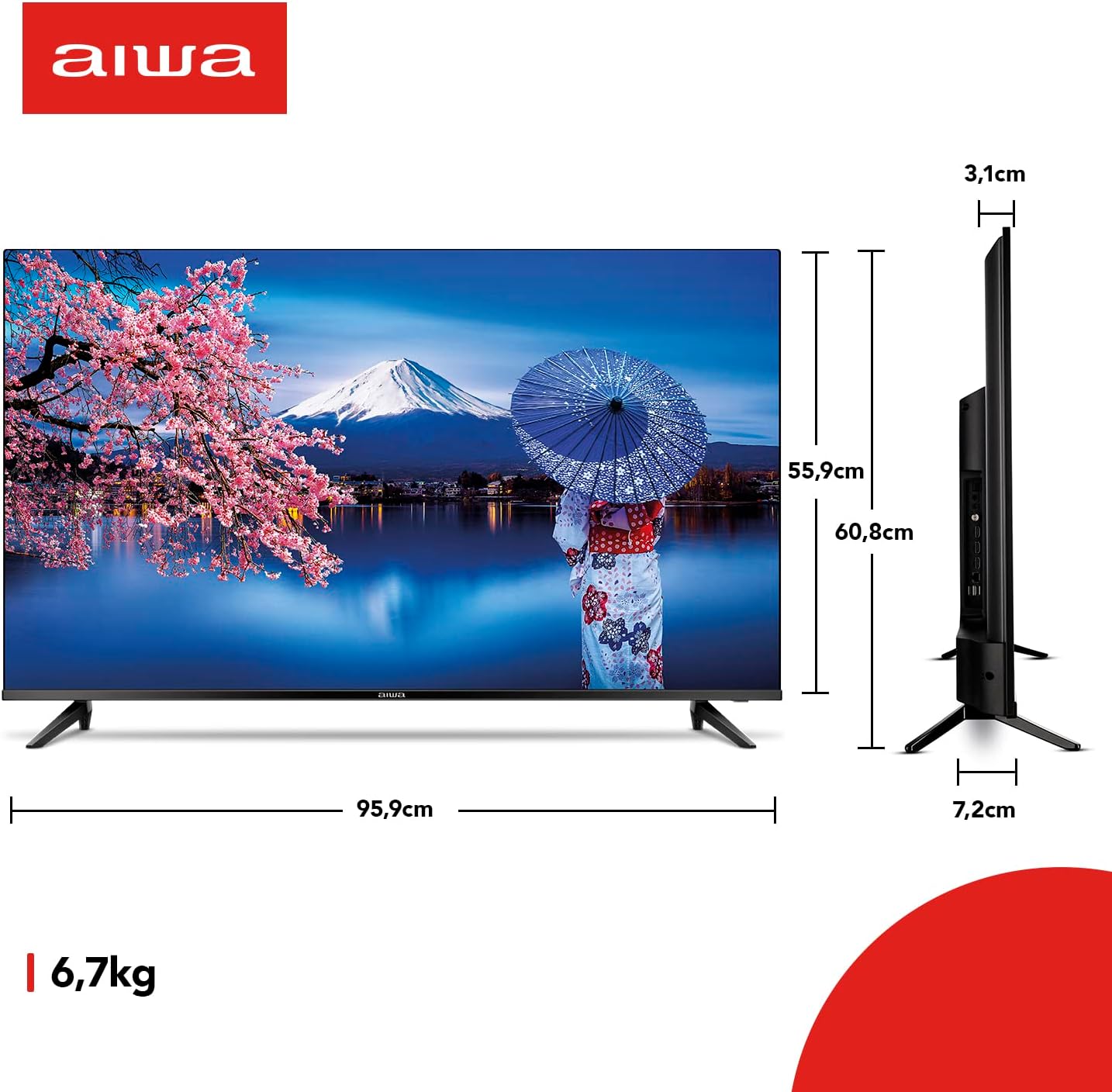 Smart TV AIWA 43” Android Full HD Borda Ultrafina HDR10 Dolby Áudio