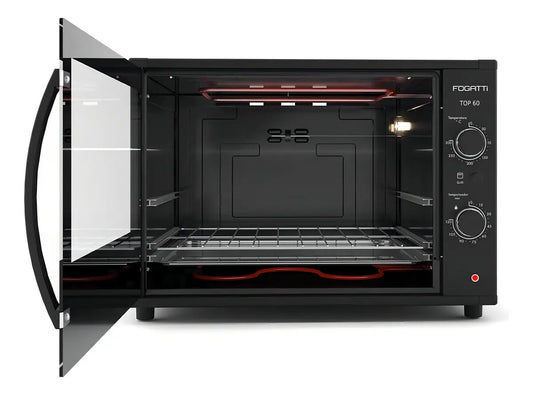 Forno Elétrico Fogatti Top 60 60L 220V 1750W Grill Timer 120 Minutos Preto