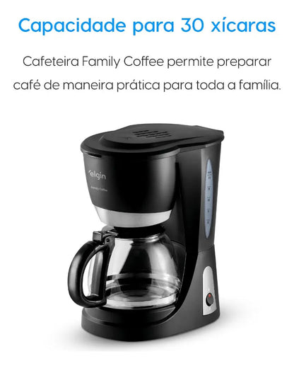Cafeteira Elétrica Elgin Family Coffee CF300 30 Xícaras 1,2L 830W Filtro Permanente