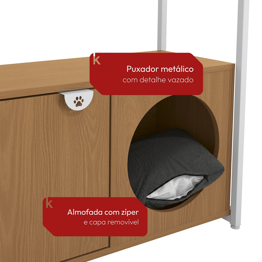 Estante Alta Pet Canela Branco Para Cães e Gatos