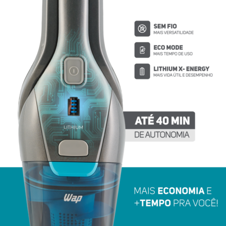 Aspirador de Pó Sem Fio WAP Eco Rápido 127V