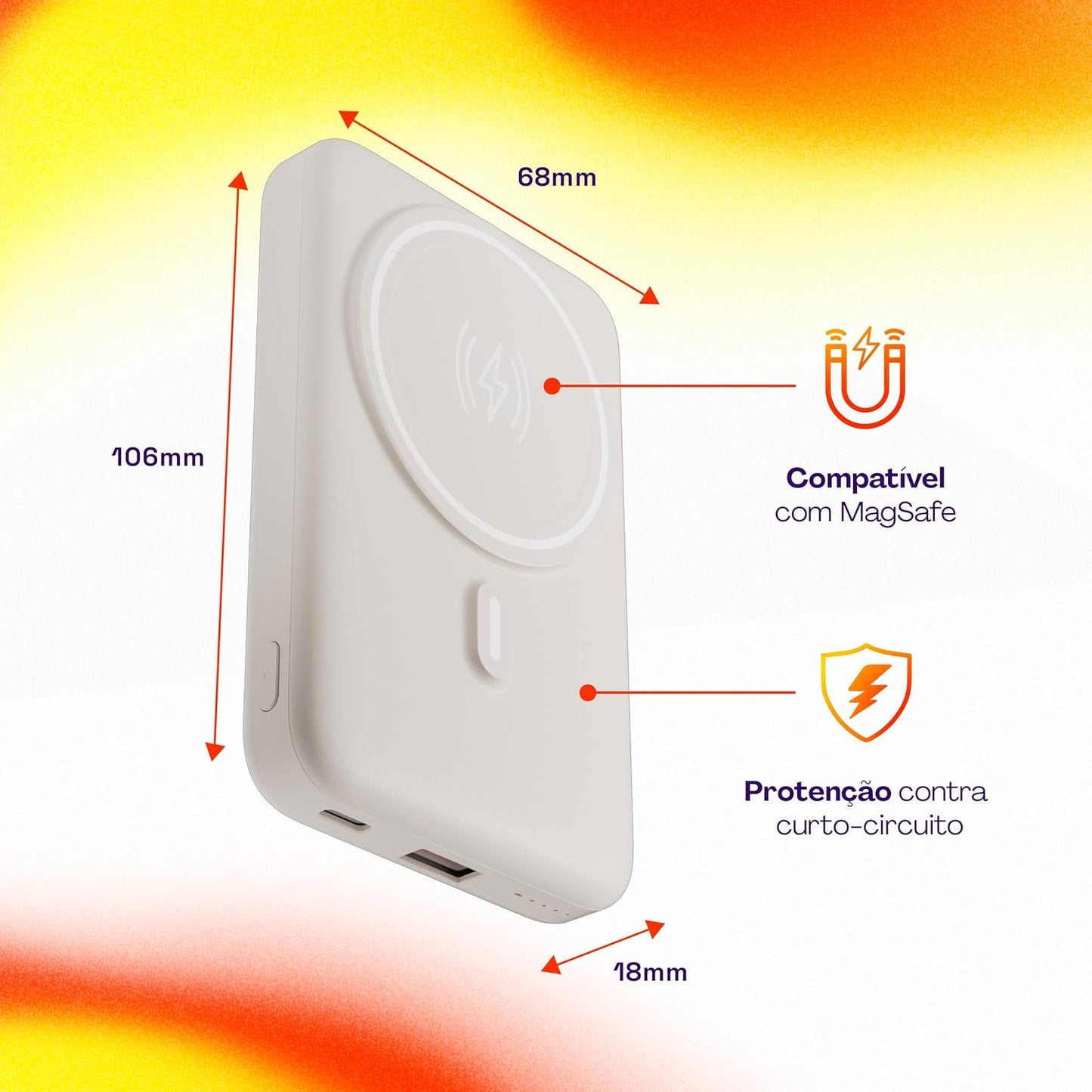 Carregador Portátil Power Bank Indução 10.000 Magsafe Geonav