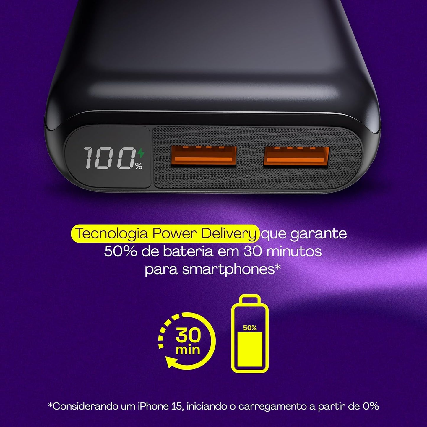 Carregador Portátil 20.000mAh Preto GEONAV