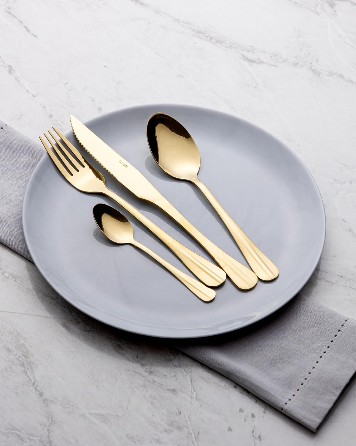 FAQUEIRO 24 PEÇAS DE AÇO INOX POSITANO DOURADO