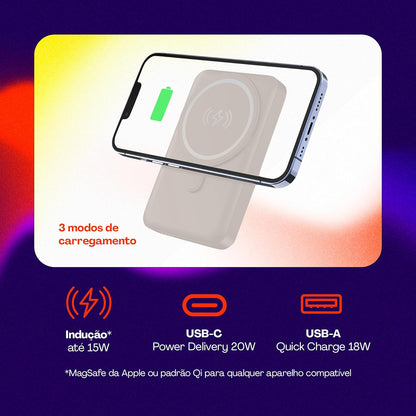 Carregador Portátil Power Bank Indução 10.000 Magsafe Geonav