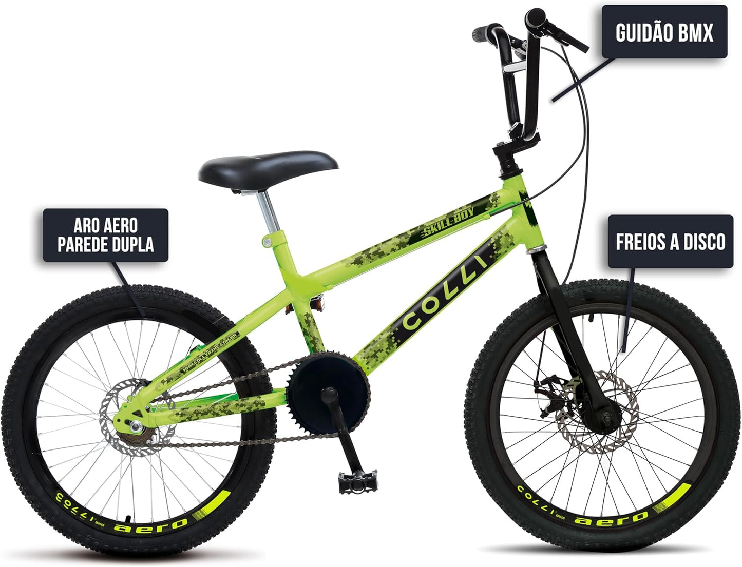 BICICLETA COLLI SKILL BOY ARO 20 - AMARELO NEON