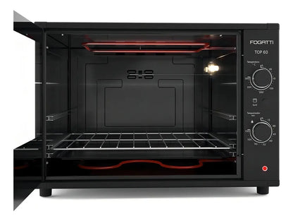 Forno Elétrico Fogatti Top 60 60L 220V 1750W Grill Timer 120 Minutos Preto